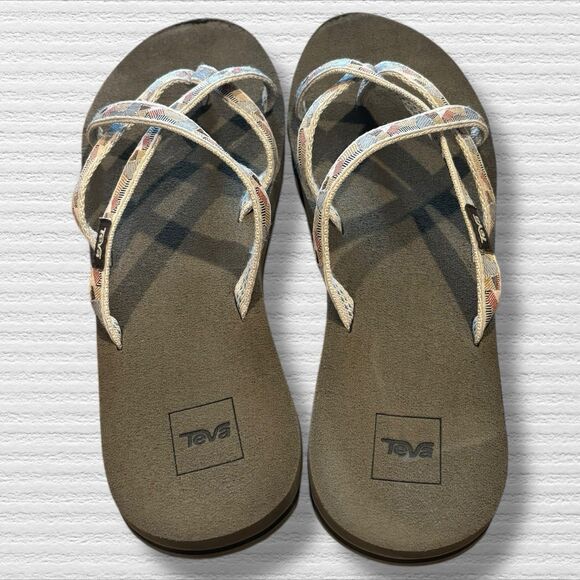 Teva Mush Mandalyn Wedge Ola Flip Flop Sandals Women’s 11 Brown Multi Strap - Picture 4 of 6